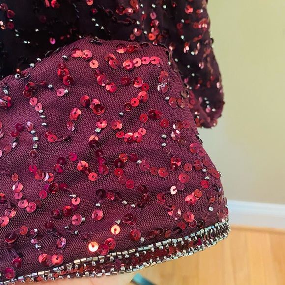 J Kara Dress women burgundy knee sequence NWT size#16 - Picture 10 of 13